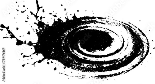 Engraving print with a retro design. Black and white outline of a splash pattern in a set of vector illustrations.