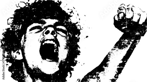 Basketball player shouting with a raised fist. This dynamic vector illustration captures the energy of a celebratory moment in sports.