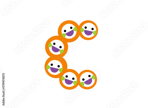 A plump caterpillar moves, a bright, thick insect, a butterfly larva, a cute fleshy grub with spotted and striped patterns, tropical larval fauna, depicted in a flat vector illustration against a