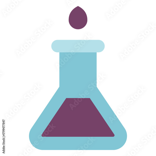chemistry liquid in erlenmeyer flask flat icon