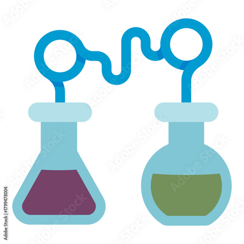 laboratory liquid glass flasks flat icon