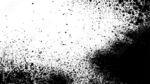 Grunge texture overlay in black and white. Abstract design features random speckles and scratches for a modern vector illustration set.