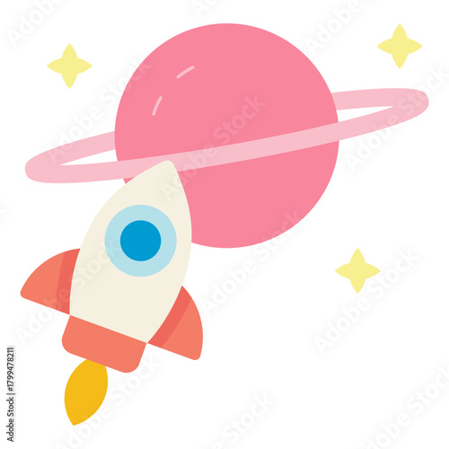space exploration rocket flat icon