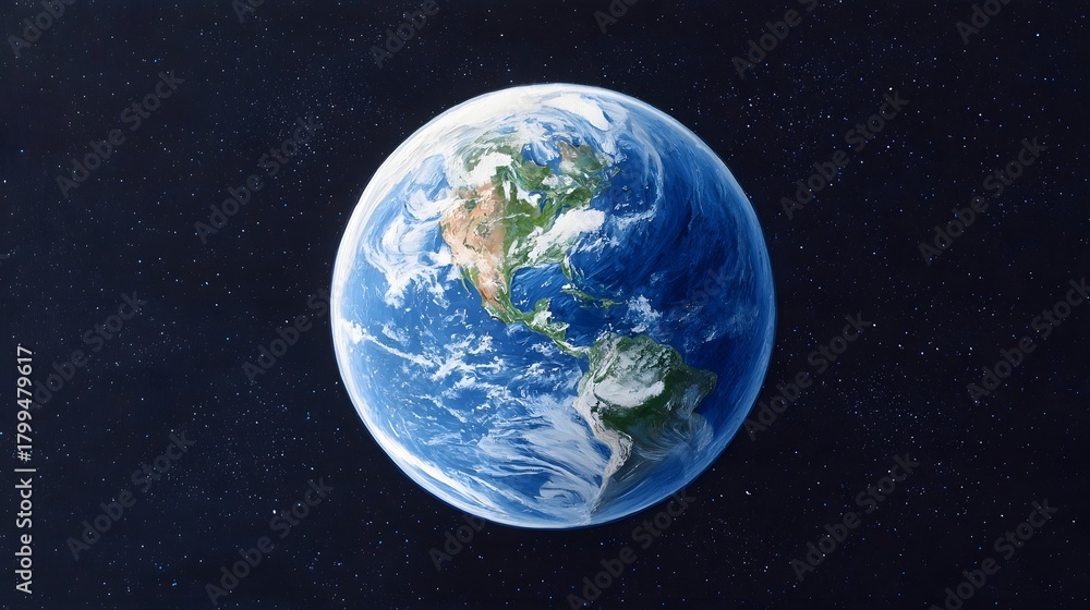 Obraz premium A stunning view of planet Earth suspended in the vastness of space highlighting its diverse geography swirling cloud patterns and the infinite celestial expanse beyond