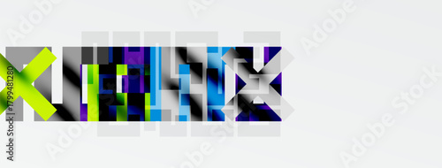 Abstract graphic design features colorful, fragmented text spelling XITANIUM. Blocks form letters, creating modern visual impact.