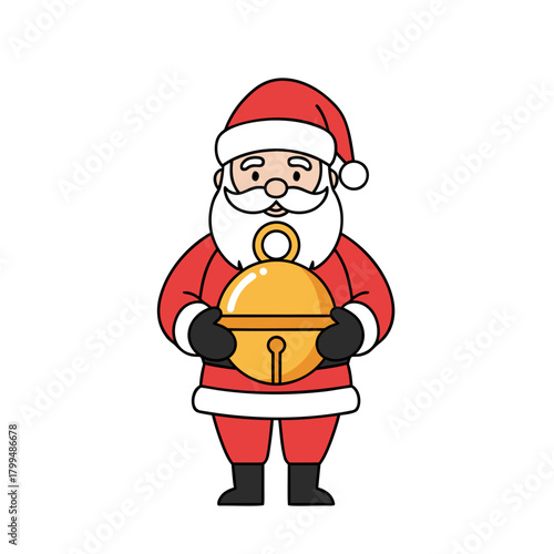 Santa Claus vector icon holding jingle bell