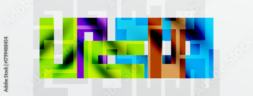 Abstract geometric shapes, vibrant colors, modern design. Rectangles overlap creating interesting visual texture. Minimalist aesthetic.