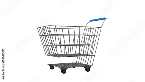 3D Shopping Cart Isolated on Transparent Background – Retail and E-Commerce Icon
