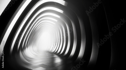 Fototapeta Naklejka Na Ścianę i Meble -  Modern empty tunnel leading to bright light