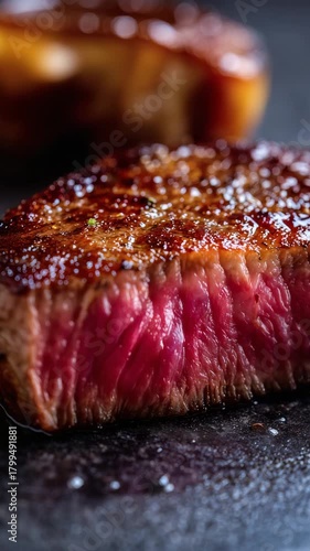 Close-up of Pan-Seared, Tender Steak [4K]