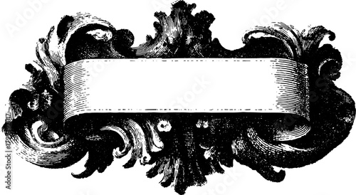 Engraved illustration with antique detailing. Vintage black silhouette design featuring decorative elements in a vector set.