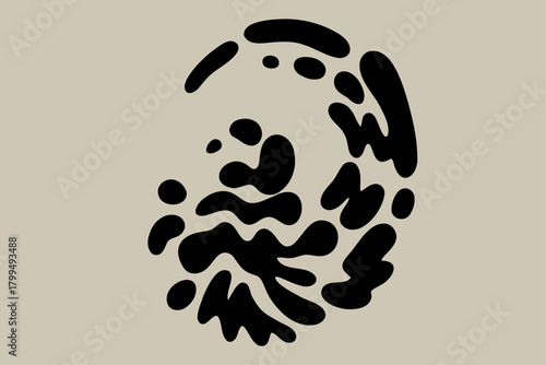 Organic Black Blobs. Outline 2d vector image. Backdrop.