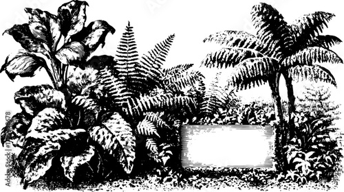 Engraving print of antique flora with detailed black outline. A vintage botanical illustration set for decorative use.