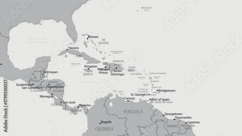 Jamaica on the world map. 4K animation.