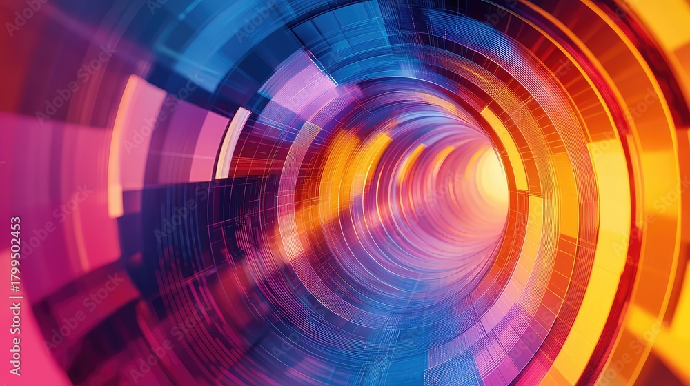 Fototapeta premium Abstract digital tunnel creating data streaming vortex motion