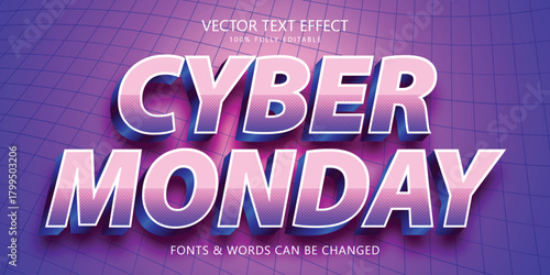 Cyber ​​monday editable text effect, Futuristic text style.