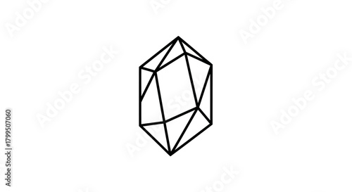Geometric crystal illustration with line art for modern logo design usage or background
