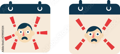 Panicking Calendar Deadlines Near Flat Vector Illustration