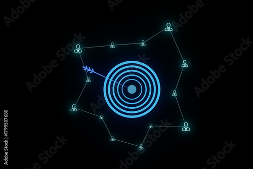 Targeted AI Connections in Digital Networks Visualized through Circular Patterns