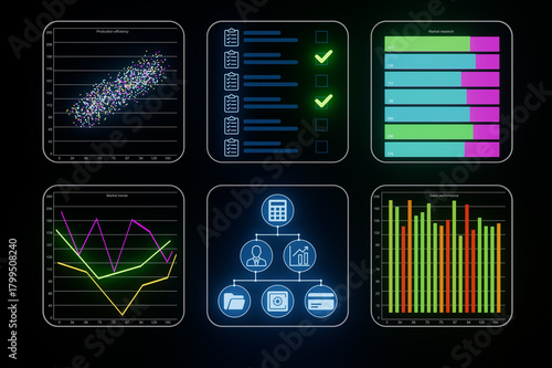 Visual representation of ai data analytics showing various performance metrics and production efficiency