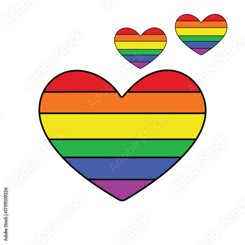 Lgbtq pride heart symbol with rainbow colors illustration