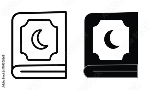 Quran book outline and glyph islamic religion symbol