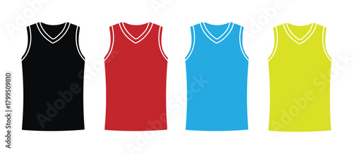 Set of basketball jersey tanks for sports team apparel mockups