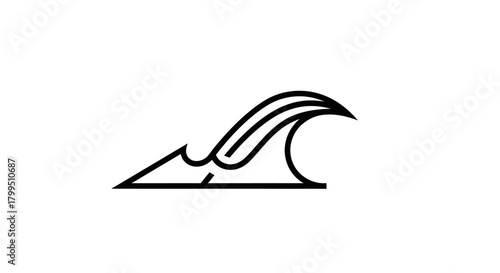 Minimalist Line Art Illustration of Ocean Wave with Clean and Simple Design