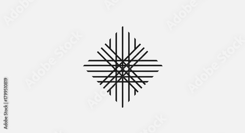 Abstract geometric composition featuring intersecting lines forming a star shape