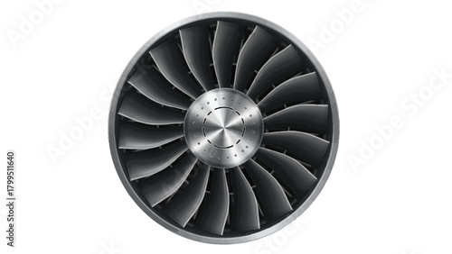 Detailed illustration of a jet engine fan