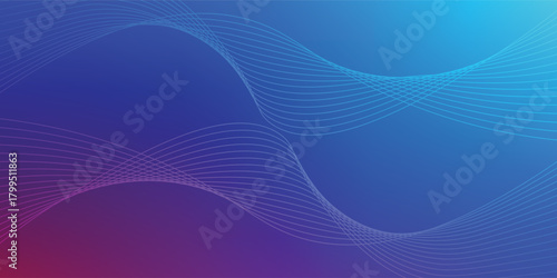 Wavy lines with red blue cyan gradient mesh abstract background nice for wallpaper or banner