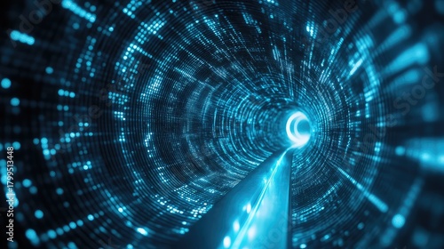 Fototapeta Naklejka Na Ścianę i Meble -  Digital data flowing through abstract light tunnel