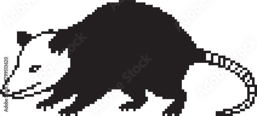 Photos Black silhouette of an opossum walking isolated on transparent background