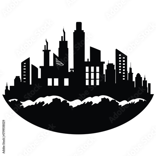 Abandoned Industrial City Zone on White Background