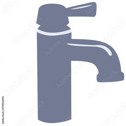 Gray faucet with running water, ideal for teaching water hygiene, handwashing, or public restroom education.