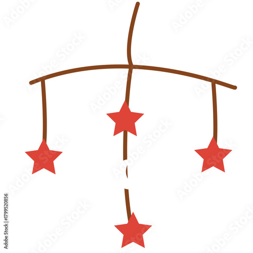 Hanging star mobile for baby’s crib, promoting clean, safe, and stimulating nursery environments.