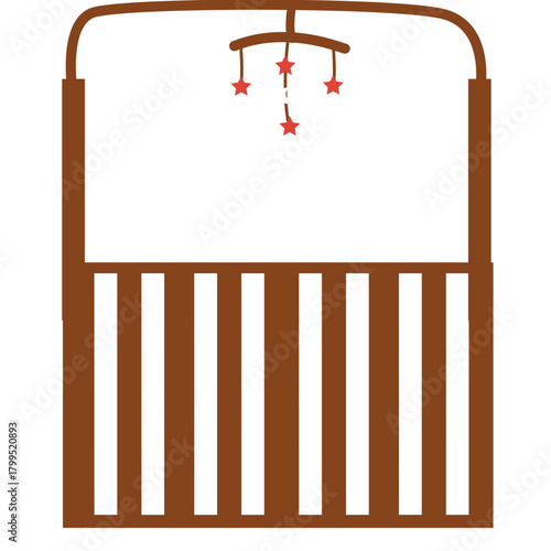 Minimalist baby crib with hanging stars, perfect for nursery cleanliness, safety, and comfort education.