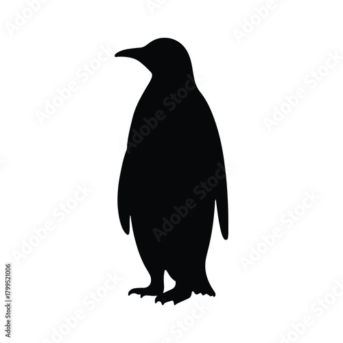 penguin silhouette vector illustration on white background 