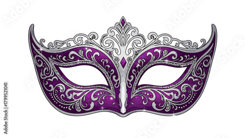 Ornate purple and silver Venetian mask