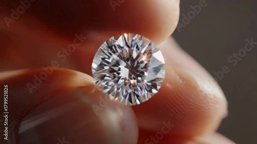 Sparkling Diamond Close-Up Hand Holding A Brilliant Cut Gem for Jewelry and Investment
