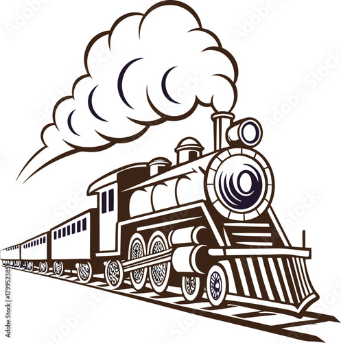 black illustration of steam locomotive