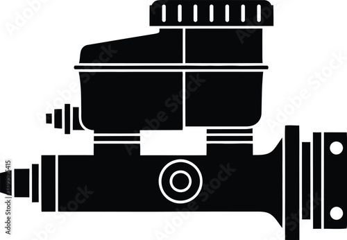 Black silhouette of a brake master cylinder with reservoir