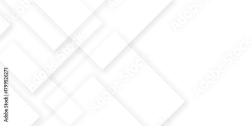 White geometric overlapping square pattern. Decorative web layout or poster, banner, gray abstract white background with shadows. futuristic line graphic background Suit for business, corporate.  