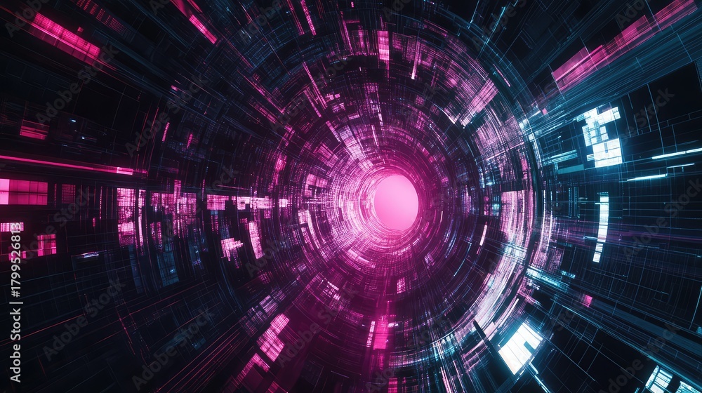Obraz premium Digital data tunnel creating futuristic network communication background