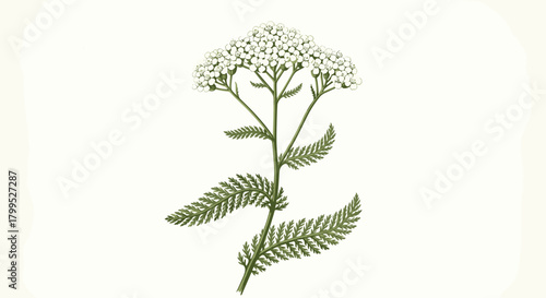 Elegant yarrow flower artwork for vintage botanical prints or delicate wedding invitations, perfect for adding a touch of natural beauty