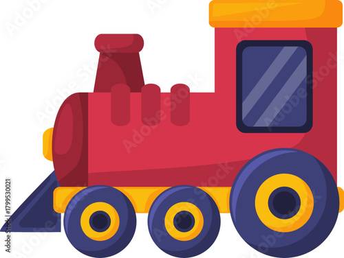 Bright toy train illustration symbolizing movement, adventure, and classic childhood play
