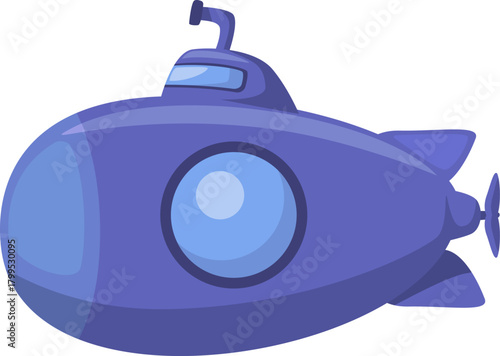 Blue submarine toy illustration symbolizing underwater adventure and imaginative exploration for kids