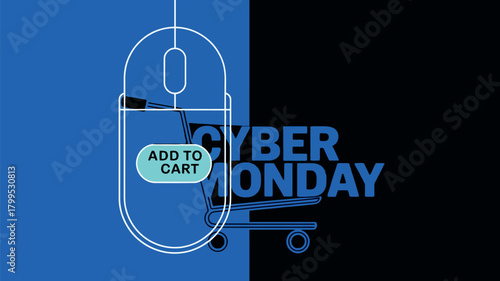 Cyber Monday Shopping with Mouse and Cart Icon