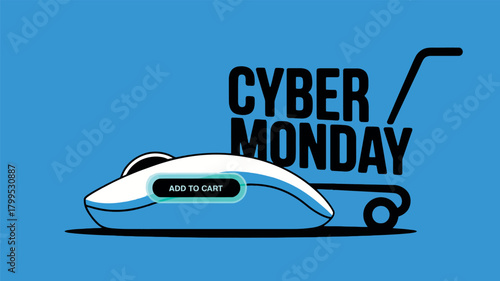 Cyber Monday Shopping with Mouse and Cart Icon