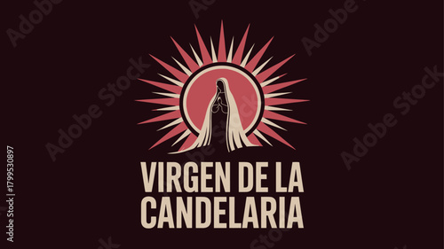 Virgen de la Candelaria Festival Icon with Radiant Sunburst Design